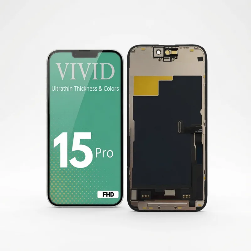 TELA IPHONE 15 PRO FHD 120HZ - DIAMONDS — frontal completo com touch — imagem 1